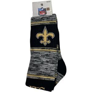 New Orleans Saints NFL Socks Unisex Medium Black Gold Heathered Fleur de Lis